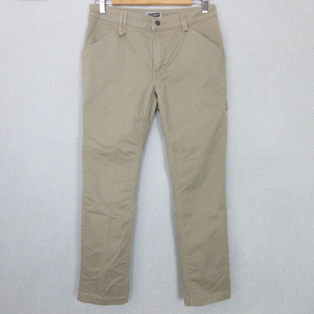 Duluth Trading 40 Grit Pants Womens 4 Short Tan Khaki Stretch Workwear Casual